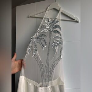 Retrofete Sheer White Satin Maxi Dress